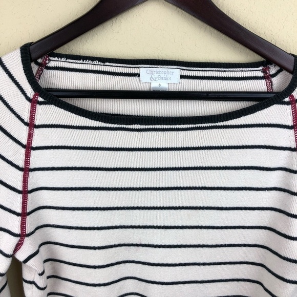 Christopher & Banks Womens Sweater, White Stripe S - Picture 3 of 8